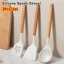 ITRUMPET 3 Cái / bộ Xẻng Thìa Silicon, Nồi Nướng Chịu Nhiệt Màu Be, Dụng Cụ Nhà Bếp Chống Dính Bền Đẹp Chống Trơn Trượt Dụng Cụ Nấu Ăn Chảo Chiên