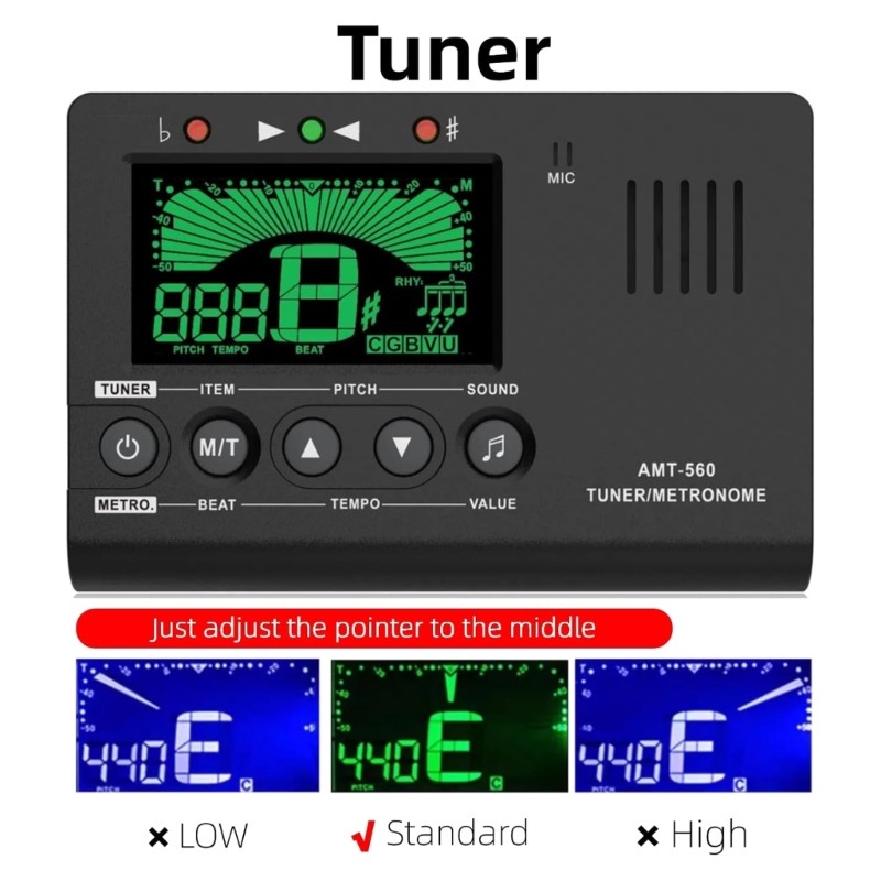 Cinna Digital Metronome Tuner Tone Generator 3 trong 1 Công cụ âm nhạc Điện tử Metronome Guitar Tuner cho Bass Violin Ukule