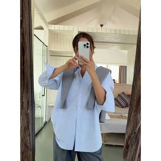 Áo sơ mi nữ màu xanh dài tay