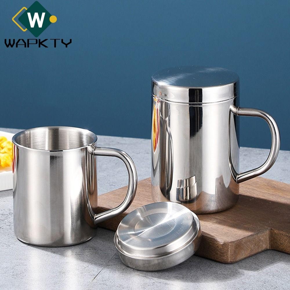 Wapkty 1 Chiếc Cốc Nước, Cốc Inox Chống bỏng Hai Lớp, Nước ép Trà Bia Uống Bền Đẹp Có Nắp Cốc Trà Di Động