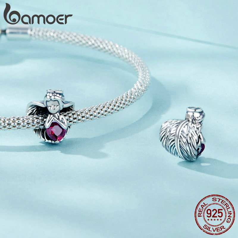 Bamoer 925 Sterling Sliver Charm Thiết Kế Góc Trái Tim Mặt Dây Chuyền Phụ Kiện Cho Vòng Tay Quà Tặng Cho Nữ Bé Gái