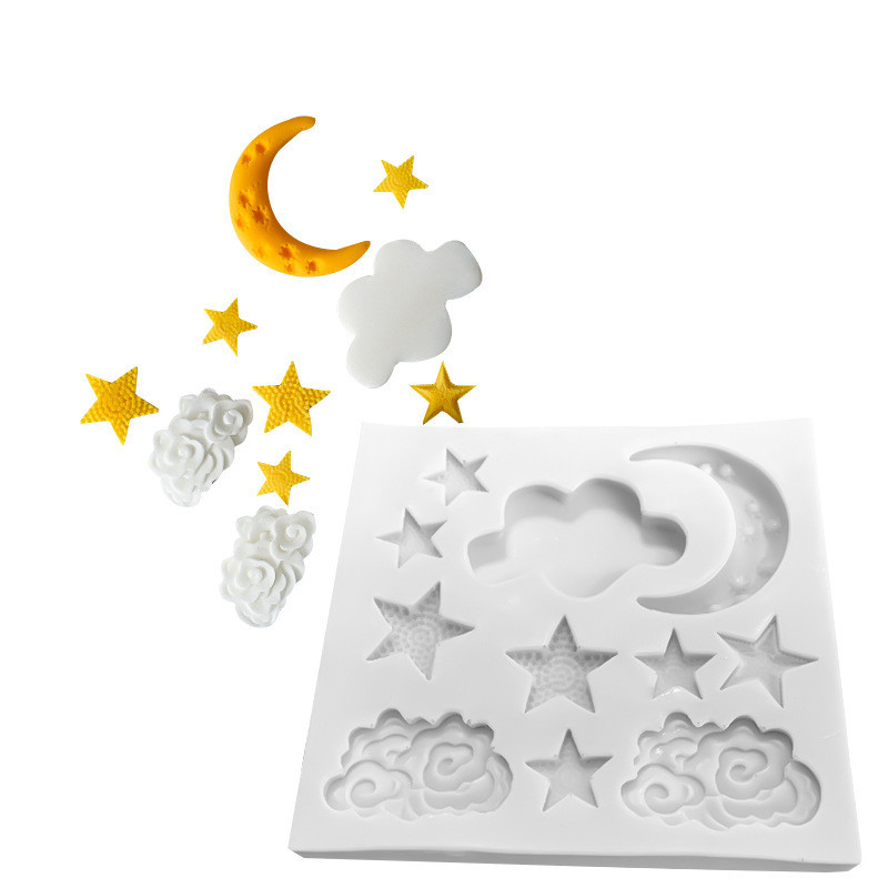 Moon Star Cloud Khuôn Silicon Tự Làm Chocolate Khuôn Trang Trí Bánh Khuôn Nướng Bánh Khuôn