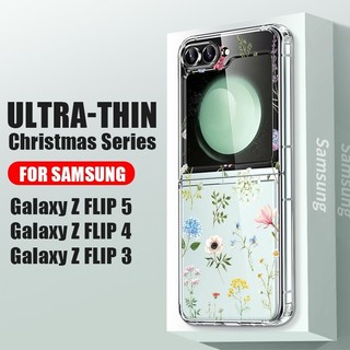 Ốp Điện Thoại Trong Suốt Họa Tiết Hoa Dễ Thương Cho Samsung Galaxy Z Flip 5 Z Flip 4 Flip 3 Trong Suốt Cứng Gấp Cho Samsung Z Flip5 Flip4 Flip3 Cover