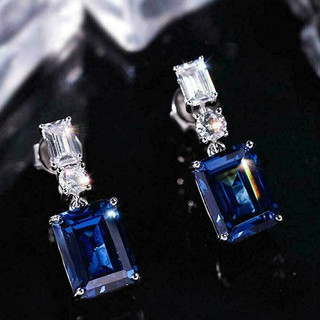S925 Bạc Sapphire Bông Tai Thời Trang Đơn Giản Trang Sức Bông Tai Nữ Sinh Viên Nữ Bán Buôn Quà Tặng