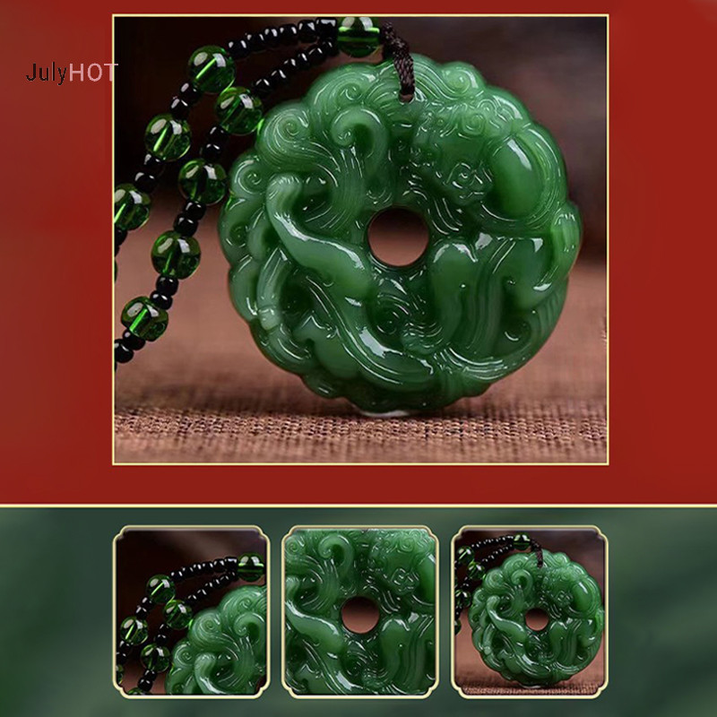 Julyhot Ngọc Xanh Khắc Tay Rồng Rỗng Ngọc Mặt Dây Chuyền Vòng Cổ Thời Trang Bùa Hộ Mệnh Trung Quốc Nữ Vòng Cổ May Mắn Của Nam Trang Sức Quà Tặng Massivedeals