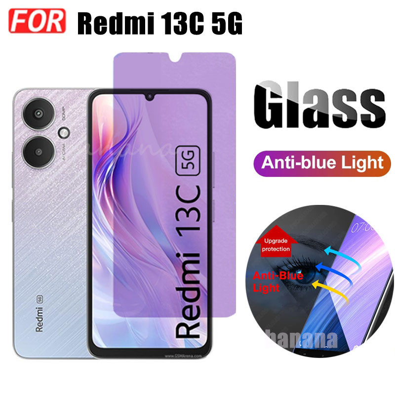 Redmi 13C 5G Kính cường lực chống ánh sáng xanh cho Redmi Turbo 3 Redmi A3 Note 13 Pro 4G 5G Bảo vệ màn hình + Phim ống kính máy ảnh + Phim mặt sau
