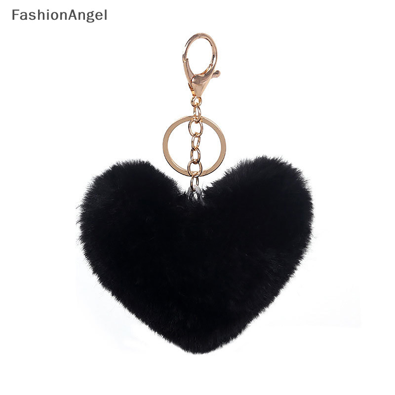 FashionAngel Màu Trơn Lông Tơ Pompom Móc Khóa Quà Tặng Cho Nữ Mềm Mại Hình Trái Tim Pompon Giả Túi Ô Tô Phụ Kiện Móc Khóa TH