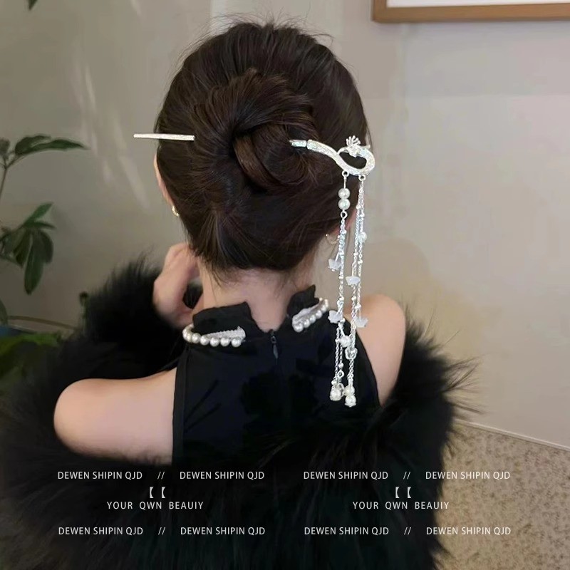 Phong Cách Cổ Phượng Hoàng Tua Rua Kẹp Tóc Mới Phong Cách Trung Hoa Hanfu Sườn Xám Phong Cách Dài Kẹp Tóc Nữ Kẹp Tóc Mũ Đội Đầu