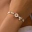 Vòng tay dệt tay JVSUB, Vòng tay hướng dương đơn giản, Vòng tay dệt tươi may mắn có thể điều chỉnh