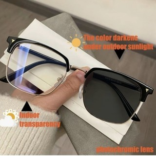 Kính Chống Bức Xạ Photochromic Dành Cho Nữ Kim Loại Ống Kính Có Thể Thay Thế Kính Mắt Khung Chuyển Đổi Chống Ánh Sáng Xanh Kính Mắt 2 Trong 1
