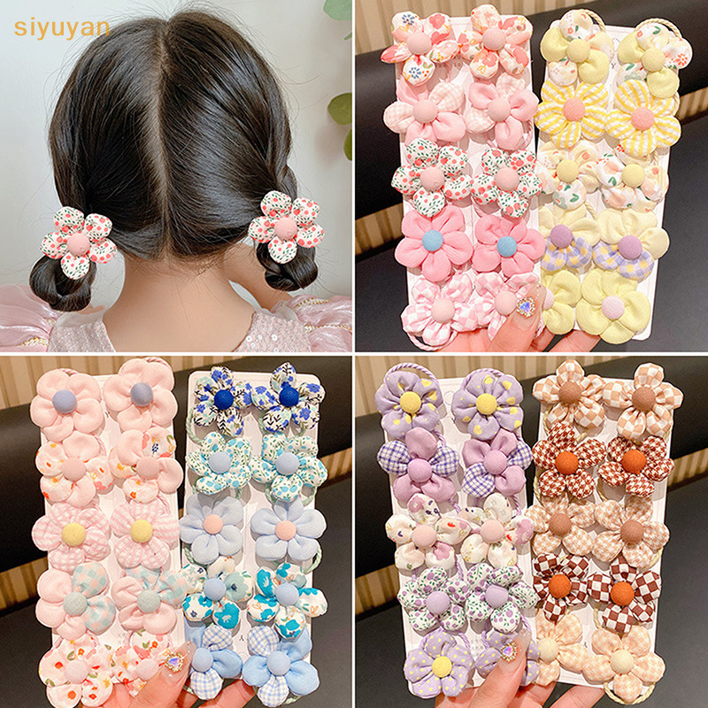 Siyuyan 10 Chiếc Nhiều Màu Sắc Hoa Ngọt Ngào Co Giãn Tóc Thời Trang Dễ Thương Đuôi Ngựa Giá Đỡ Trẻ Em Scrunchies Dây Cao Su Phụ Kiện Tóc VN