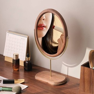 Gương trang điểm để bàn Mới Trung Quốc Retro Gỗ có thể xoay được