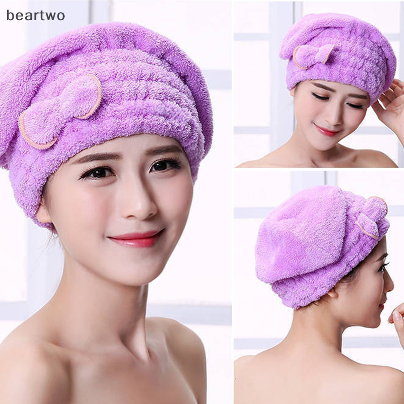 < Beartwo > Microfibre Nhanh Khô Tóc Tắm Spa Nơ Quấn Khăn Tắm Phụ Kiện Phòng Tắm Tắm Tắm Cho Nữ Tóc Đẹp