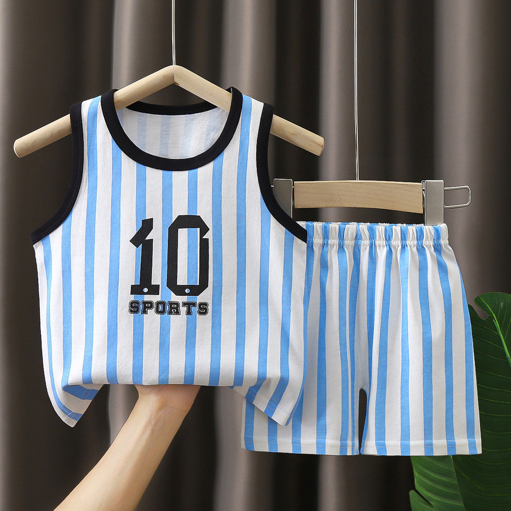 Bộ áo Vest trẻ em Cotton nguyên chất mùa hè Phong cách mới Quần áo bé trai bé gái 8VBY