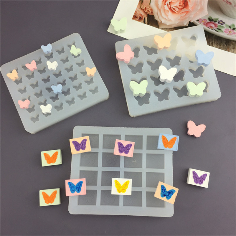 Khuôn silicon hình bướm, tim, thỏ; dùng cho socola, sáp, nhựa, bánh, kẹo, pudding, đá; DIY