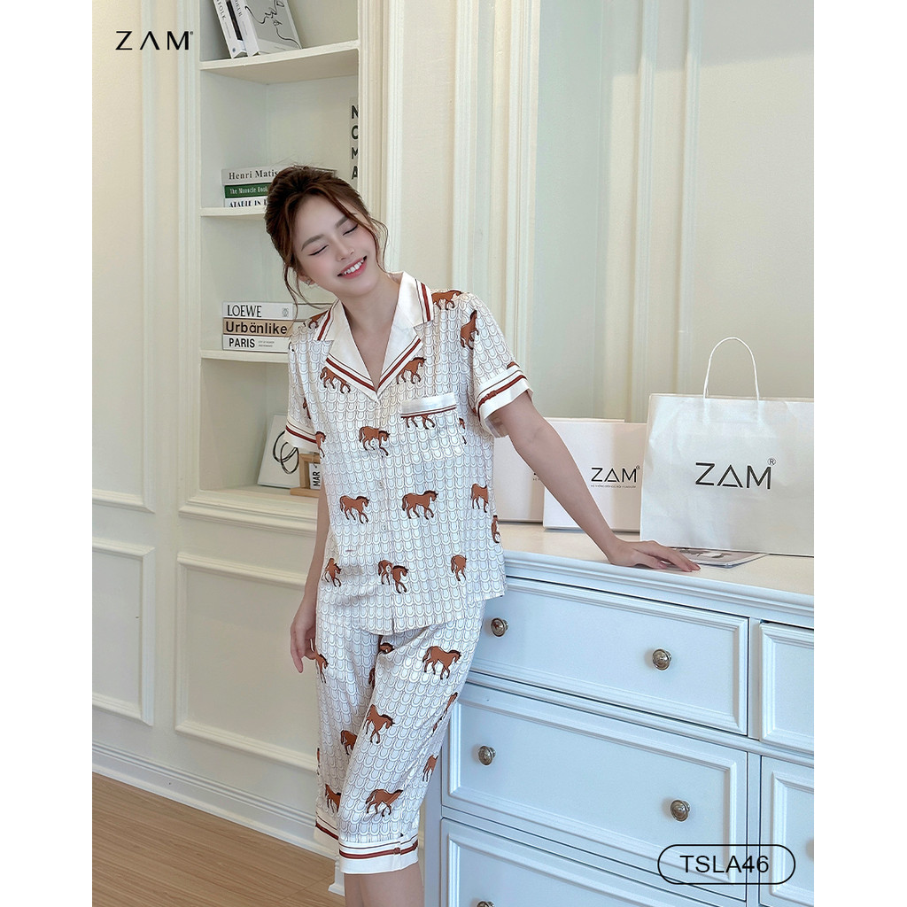 Ảnh BỘ MẶC NHÀ SHE BY ZAM - TSLA46 - BỘ NGẮN TAY QUẦN LỬNG NGỰA NÂU 3