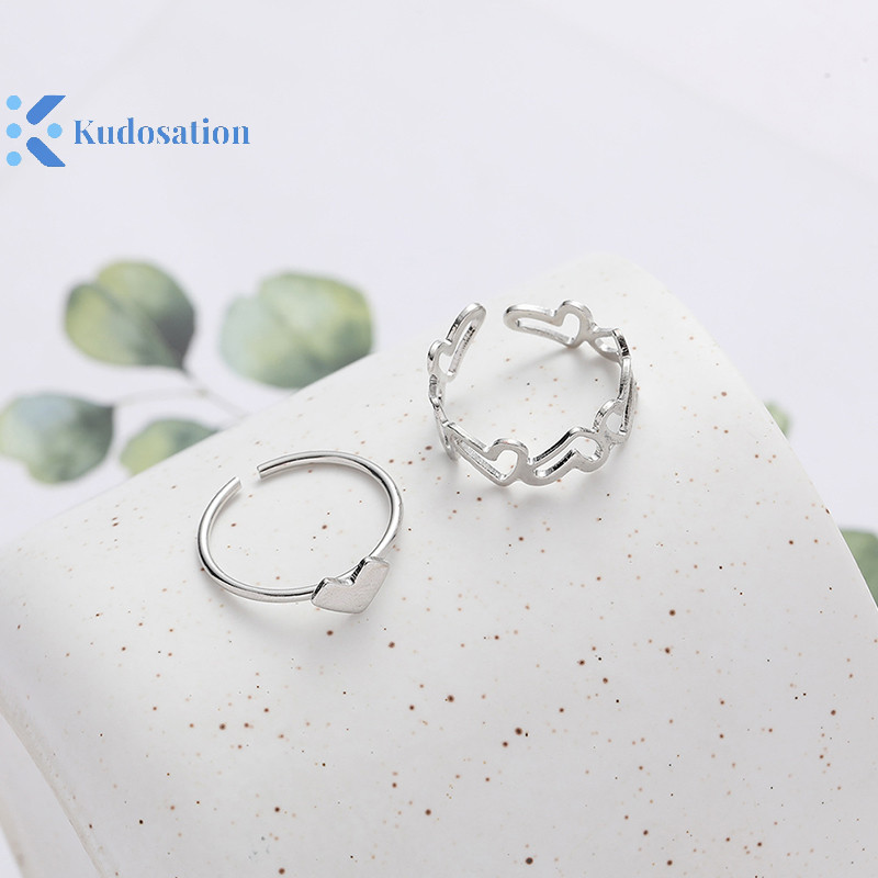 Kudosation 2 Chiếc Thời Trang Rỗng Ra Tình Yêu Nhẫn Hình Học Cá Tính Nhẫn Mở Nhẫn Niche Nhẫn Nhẫn Trang Sức Thời Trang Quà Tặng Nhẫn