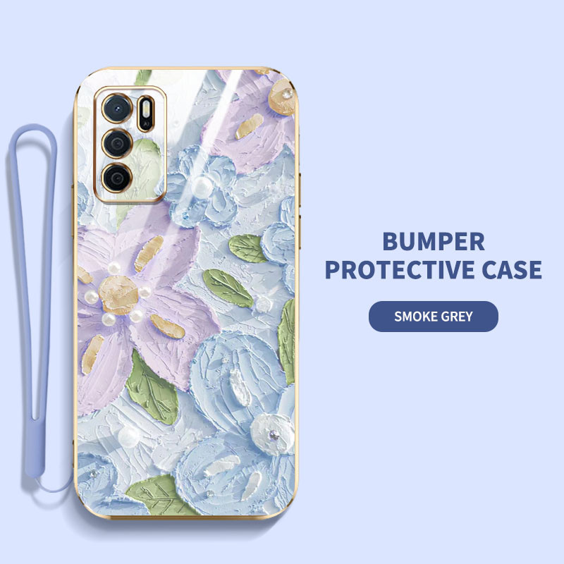 Ốp Điện Thoại YBD Cho OPPO Reno 12 Pro Reno 12F Realme C65 4G A3 Pro (Ấn Độ) Sơn Dầu Phong Cách Hoa Vỏ Mềm Mạ Điện Phẳng