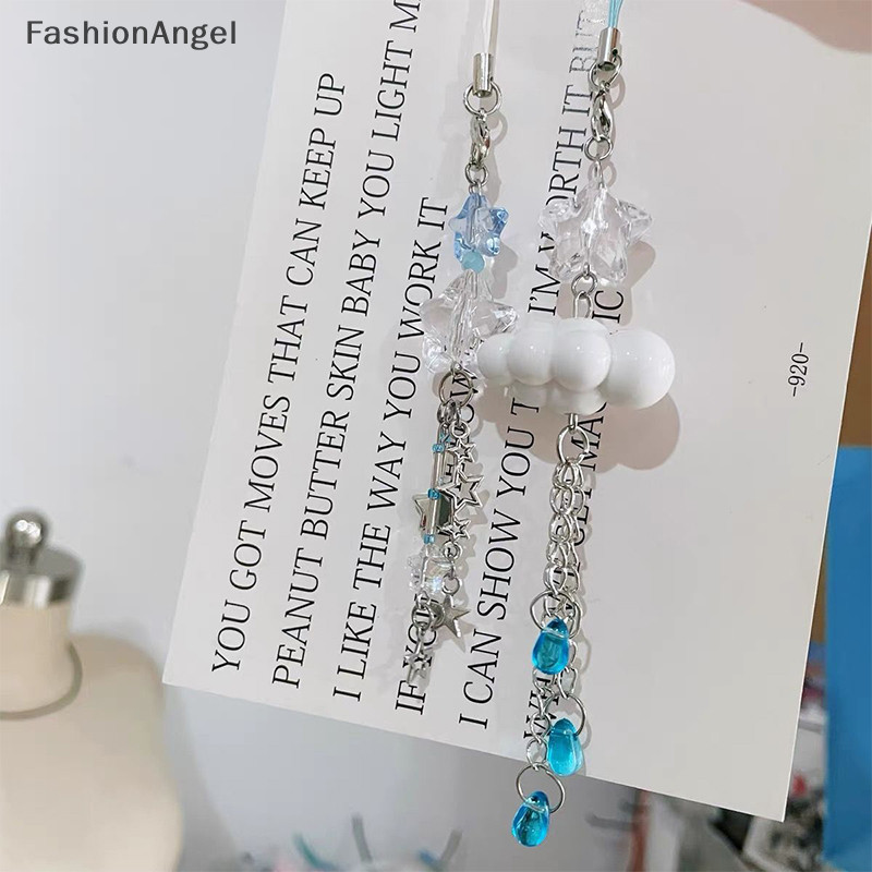 FashionAngel Blue Stars Dây Xích Điện Thoại Đám Mây Mưa Mặt Dây Chuyền Tai Nghe Ngọt Ngào Dây Chống Mất Dây Túi Trang Trí TH