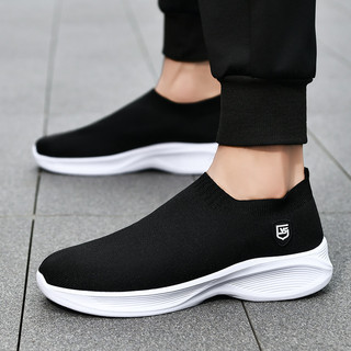 Nam Tất Cả Đen Màu Trơn Size Lớn Giày Slip-on Lưới Thoáng Khí Giày Thể Thao Công Sở Du Lịch Chạy Bộ Giày Đế Bằng Chống Trơn Trượt Còn Hàng Miễn Phí Vận Chuyển