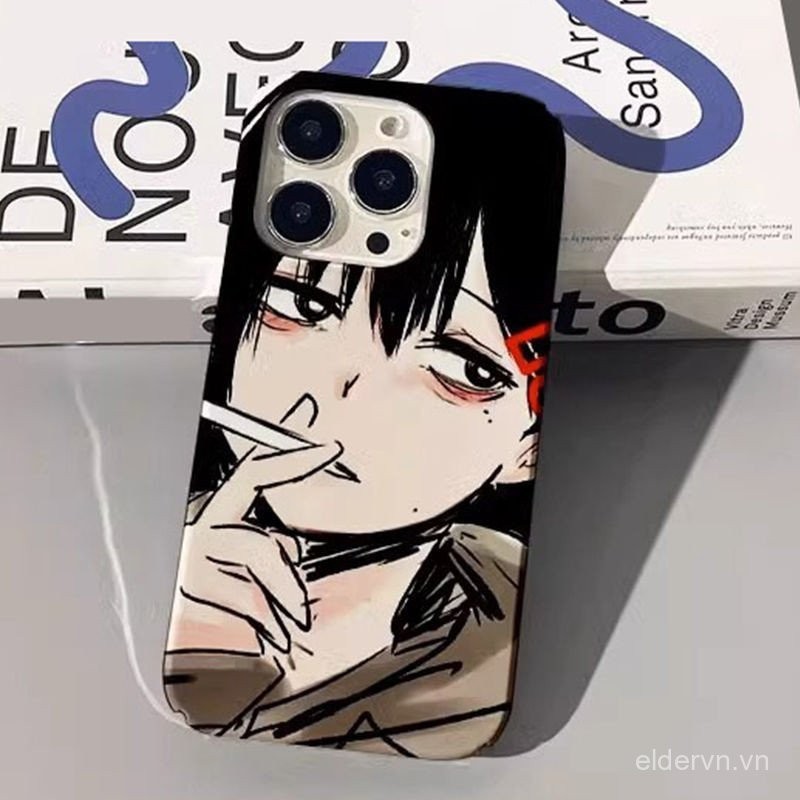 Ốp Điện Thoại QYJS Phim Thích Hợp Cho IPhone X XS XR XSMAX SE 11 12 PRO 13 14 15 ProMax 7 8 PLUS 14 15 PLUS Anime Chainsaw Man Frosted Female Hard Shell Vỏ Bảo Vệ Điện Thoại Chống Sốc C2WO