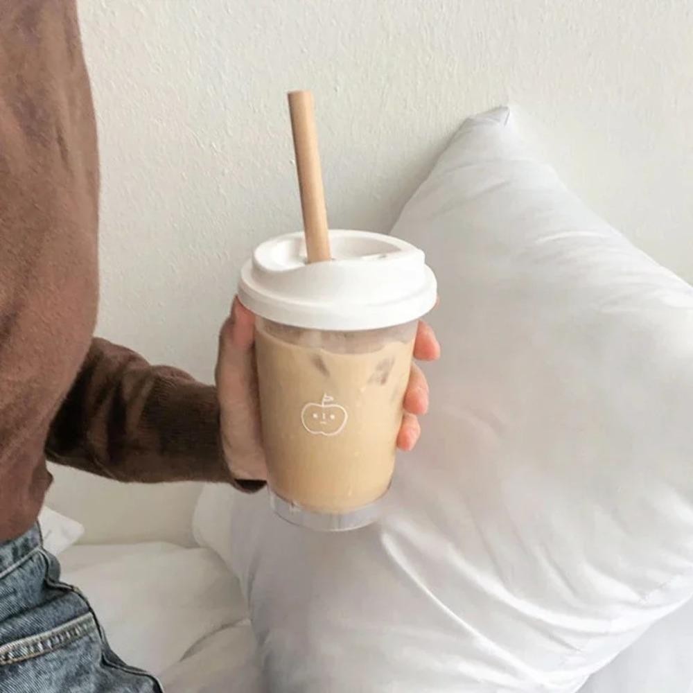 Cốc Nước SAIA, Chai Nước Trong Suốt Chống Rò Rỉ, Kawaii 355ml / 473ml Bình Uống Không Chứa BPA Cho Nước ép Trà Sữa Cà Phê