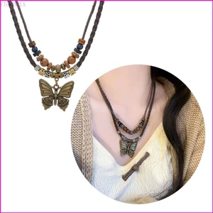 Vic Bướm Charm Choker Handmade Nhiều Lớp Dây Đeo Cổ Có Thể Điều Chỉnh Chiều Dài Xương Đòn Dây Chuyền Trang Sức Cho Người Hâm Mộ Thời Trang