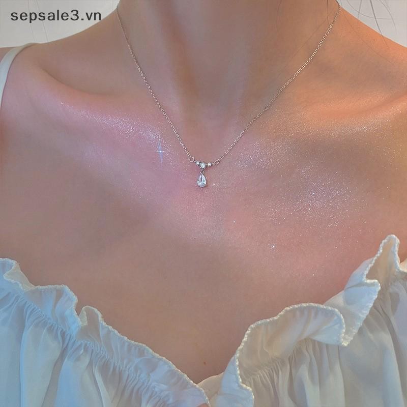 # Sepsale # Vòng cổ Zircon thời trang mới Vòng cổ mặt dây chuyền giọt nước pha lê Dây chuyền xương đòn Thiết kế đơn giản Trang sức kim cương giả nhỏ Tính khí Tiệc cưới Phụ kiện quà tặng đám cưới.