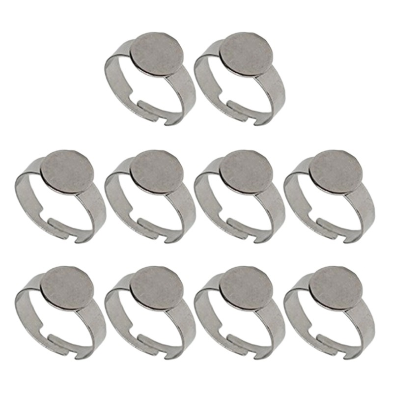 Nhẫn thép không gỉ, khung điều chỉnh linh hoạt - Bộ 10 chiếc cho trang sức handmade