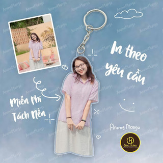 [ Siêu Rẻ ] Móc khoá cắt viền in theo ảnh in theo yêu cầu chất liệu acrylic viền trong suốt dễ thương làm quà tặng ĐH