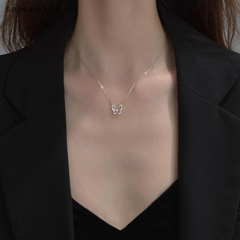 # sepsale # Vòng cổ mặt dây chuyền đẹp Vòng cổ dây chuyền bạc pha lê thanh lịch dành cho nữ Phụ kiện trang sức Quà tặng.