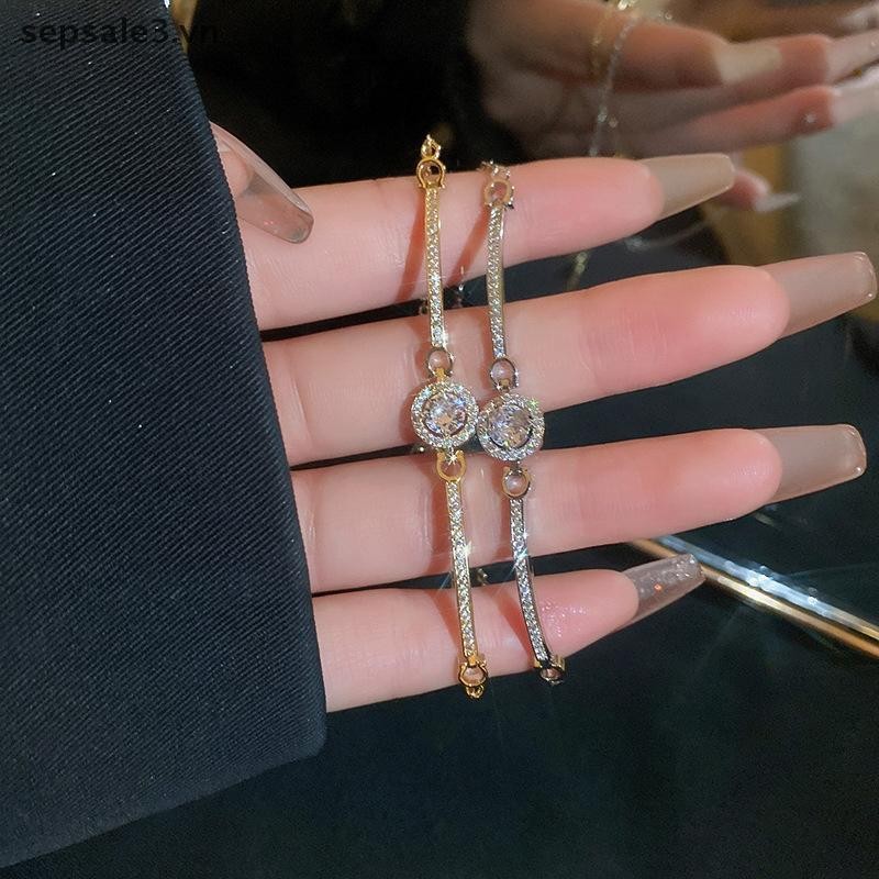 # Sepsale # Vòng tay Zircon có thể điều chỉnh lấp lánh sang trọng nhẹ nhàng Thời trang chất lượng cao Vòng tay phù hợp cho nữ Trang sức đám cưới Quà tặng sinh nhật.