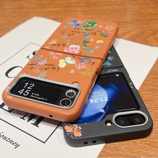 Ốp Họa Tiết Hoa Cho Samsung Galaxy Z Flip6 Flip5 Flip4 Flip3 Flip 6 5 4 3 5G Họa Tiết Da Mềm TPU Gấp Điện Thoại
