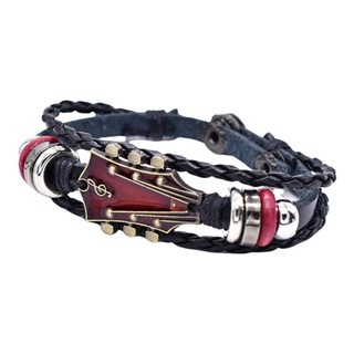 Vòng đeo tay đàn Guitar Jay Retro Punk Rock Dây đeo cổ tay bằng da có thể điều chỉnh cho những người yêu thích âm nhạc