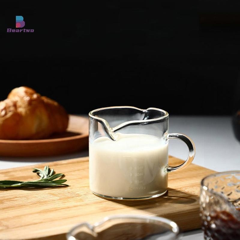 < Beartwo > 70 / 75ml Espresso Shot Glass Vòi đôi Cốc đo thủy tinh Tay cầm chịu nhiệt Cân trong suốt Rượu Sữa Cà phê Bình Đẹp