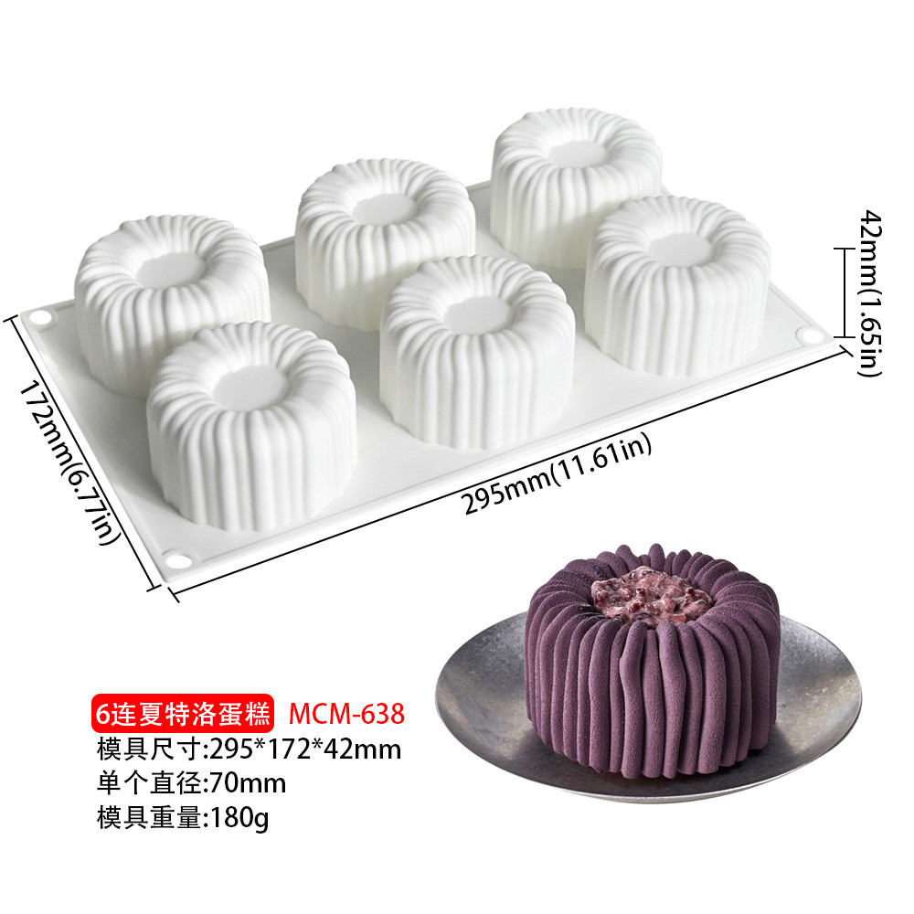 6 Khoang Charlotte Mousse Bánh Khuôn Rãnh Hình Trụ Mousse Món Tráng Miệng Silicon Khuôn Socola Nến Thạch Cao Khuôn Trang Trí Bánh Dụng Cụ Nướng Bánh
