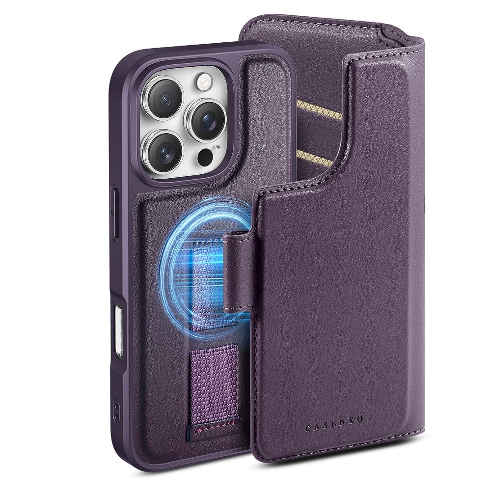 Ví từ tính có thể tháo rời 2 trong 1 có giá đỡ thẻ cho IPhone 16 15 14 Plus 13 12 Pro Max Dây đeo cổ tay bằng da lật Vỏ bảo vệ chống sốc