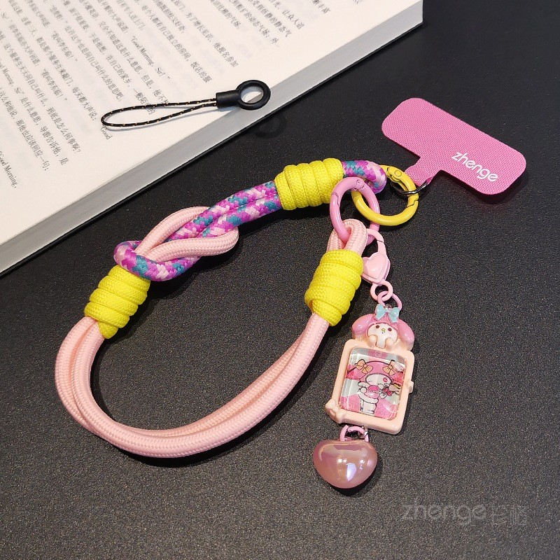 Cổ Tay & Nhẫn Kép Sử Dụng Điện Thoại Di Động Dây ins Hoạt Hình Dễ Thương Kuromi Mặt Dây Chuyền Vỏ Điện Thoại Mặt Dây Chuyền Nữ Phong Cách Ngắn