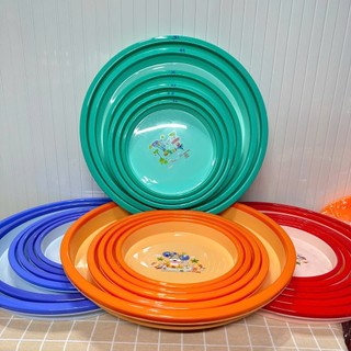 Mâm nhựa tròn có vành, kích thước 26-28-32-36 -40-44-50cm, 4 màu dương, hồng, ngọc, cam,nhựa PP - Phương Trang