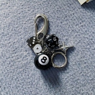 [Trang trí] Mặt dây chuyền túi handmade hạt 8 viên xúc xắc màu đen Xiaohongshu, thiết kế thời trang, móc khóa, trang trí treo thắt lưng, quà tặng nam, trang sức tinh xảo Y74L