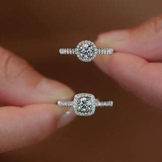 Mô Phỏng Moissanite Túi Tròn Túi Vuông Một Carat Nhẫn Nữ Tính Khí Đơn Giản Đề Nghị Nhẫn Kim Cương Nhẫn Cho Bạn Gái Mở Đầu