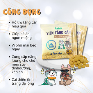 Viên Tăng Cân, Tăng Nọng Bổ Sung Dinh Dưỡng Ecopets - Giúp Chó Mèo Tăng Cân, Tặng Nọng