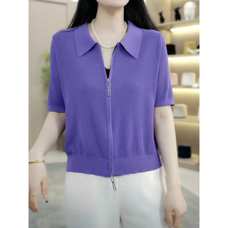 Tay Ngắn Dệt Kim Nữ Mùa Hè Phong Cách Mới Thời Trang Phù Hợp Với Áo Thun Mỏng Phong Cách Dây Kéo Cardigan Rời Mỏng Hơn Nhìn Top