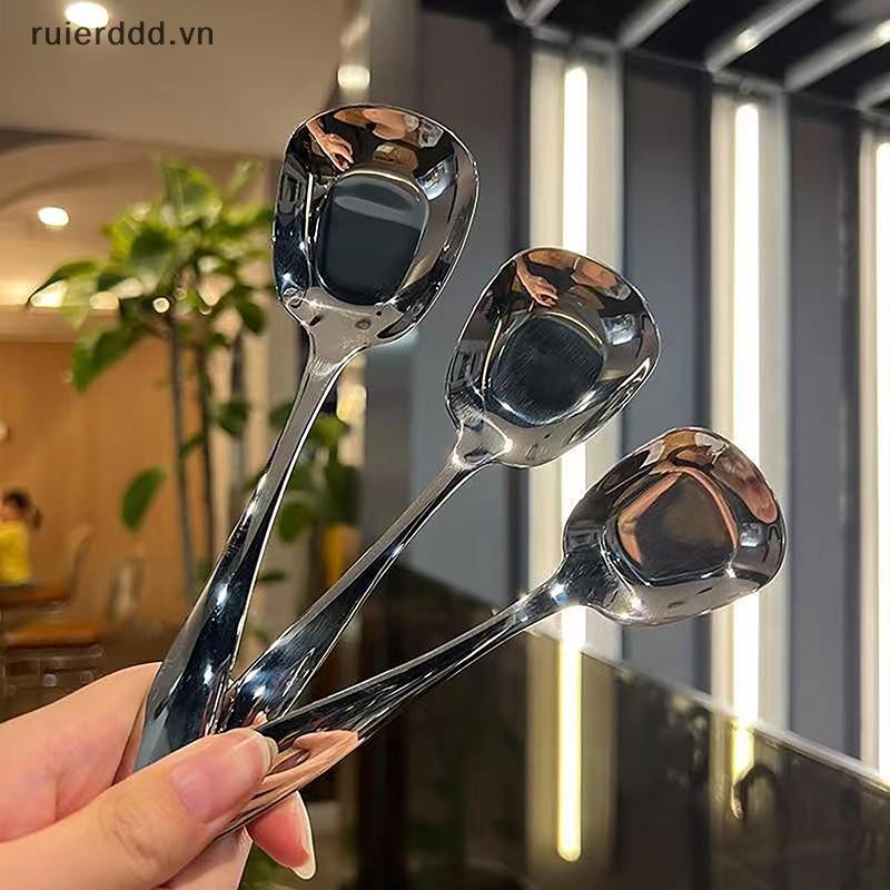 # Ruierdd # 3 Kích Thước Thép Không Gỉ Thìa Nhà Bếp Vuông Lớn Nồi Cơm Đáy Phẳng Cho Món Tráng Miệng Kem Phục Vụ Thìa Bộ Đồ Ăn.