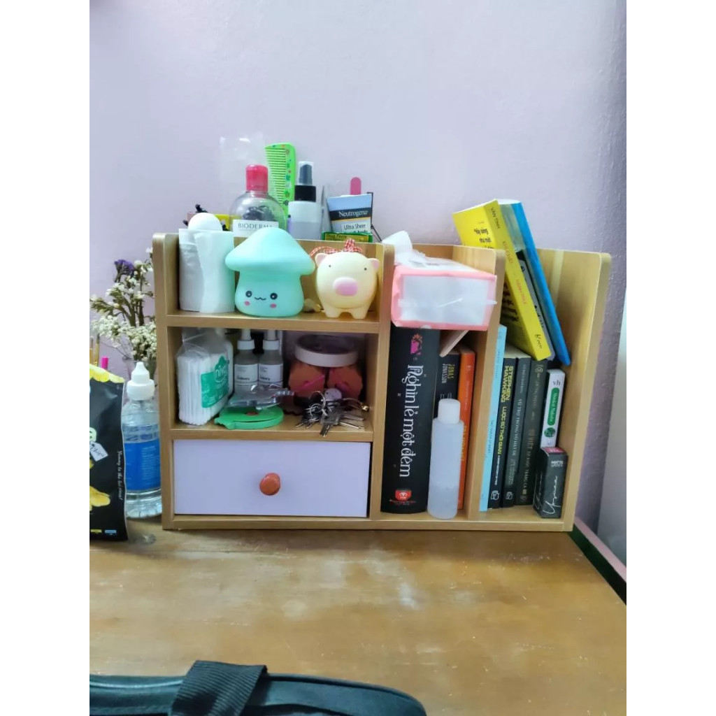 Kệ hồ sơ, giá sách để bàn, kệ để tài liệu 5 ngăn thiết kế gọn gàng có tấm hậu chắn sau
