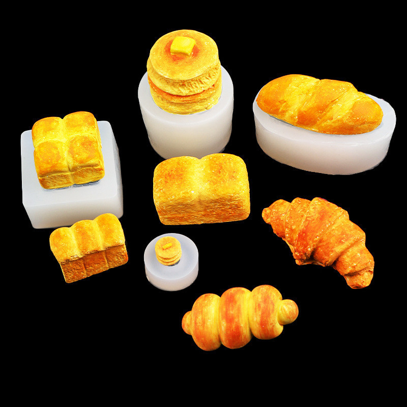 Muffin Bánh Mì Hình Khuôn Silicon Bóp Đồ Chơi Khuôn Fondant Trang Trí Bánh Bản Sao Bánh Thạch Cao Đất Sét Khuôn Silicon