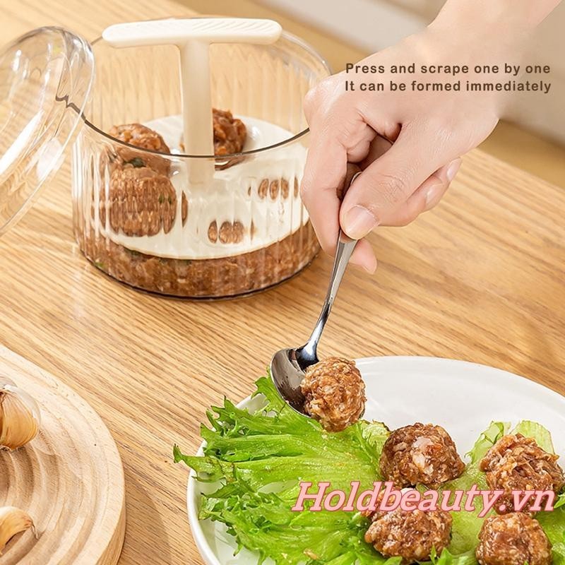 Máy làm thịt viên tự chế 5 lưới, khuôn ép thịt/cá/tôm cho bếp gia đình