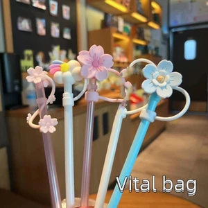 Dễ Thương Hoa / Động Vật Ống Hút Nắp Ống Hút Silicon Chống Bụi Có Thể Tái Sử Dụng Ống Hút Topper