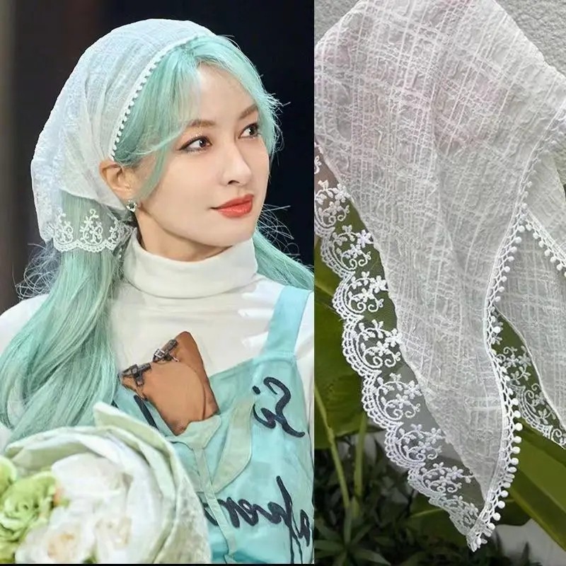Khăn quàng tóc tam giác ren kiểu Pháp - Lolita - phong cách nông thôn - Phụ kiện tóc