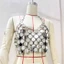 Pealike Nữ Acrylic Hình Học Kim Sa Lấp Lánh Crop Rỗng Backless Lễ Hội Ngực Dây Xích